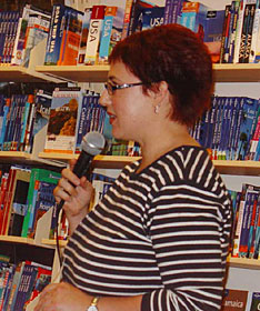 Anne-marie Taplin speaking at the book launch of 'Being Mummy'
